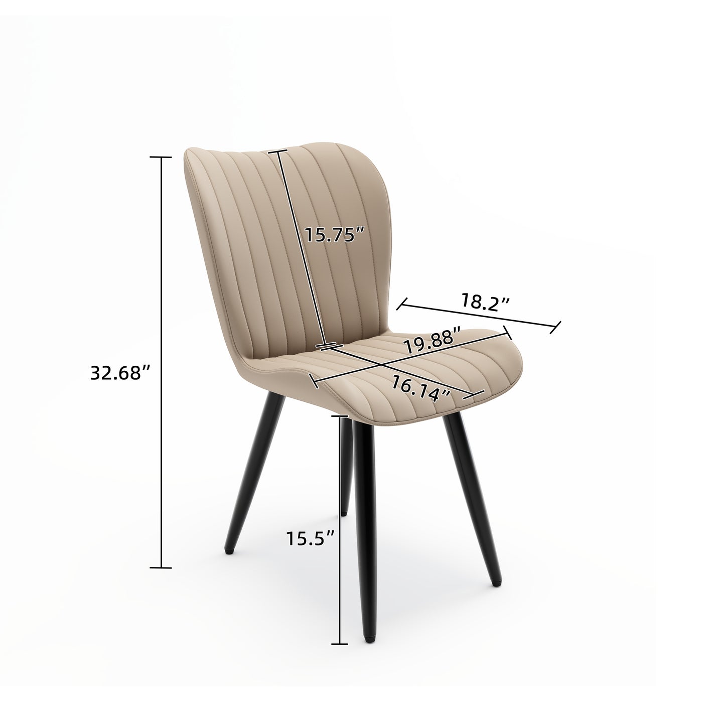 Set Of 4 Modern PU Leather Dining Chairs With Thick Cushions & Metal Legs, Armless Faux Leather Side Chairs For Kitchen, Dining Room