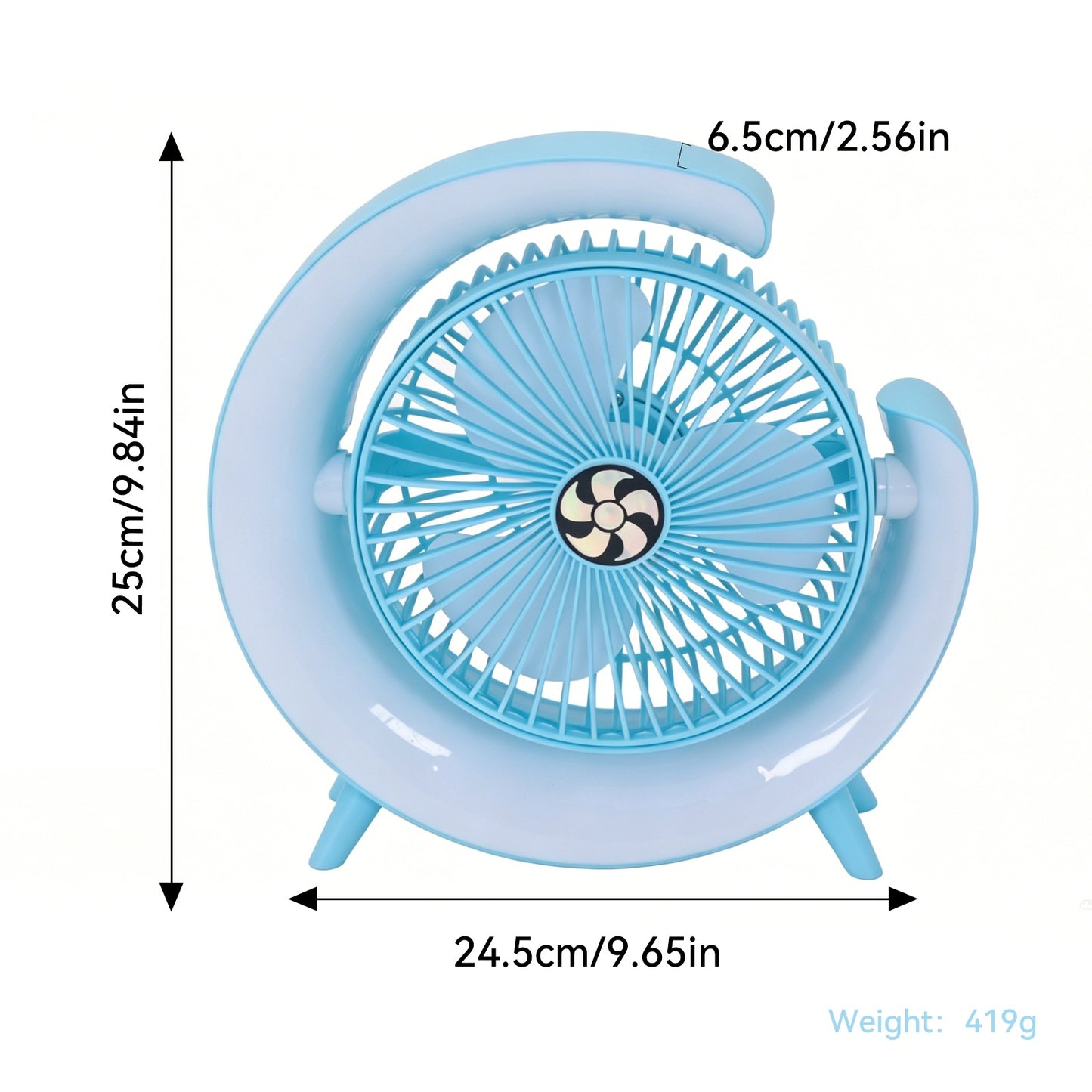 Lamp Effect Fan Blue Li-On Rechargeable
