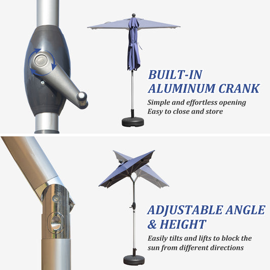 Rectangle Patio Umbrella With Crank Lift And Tilt Function, Navy Blue   Base Not Included