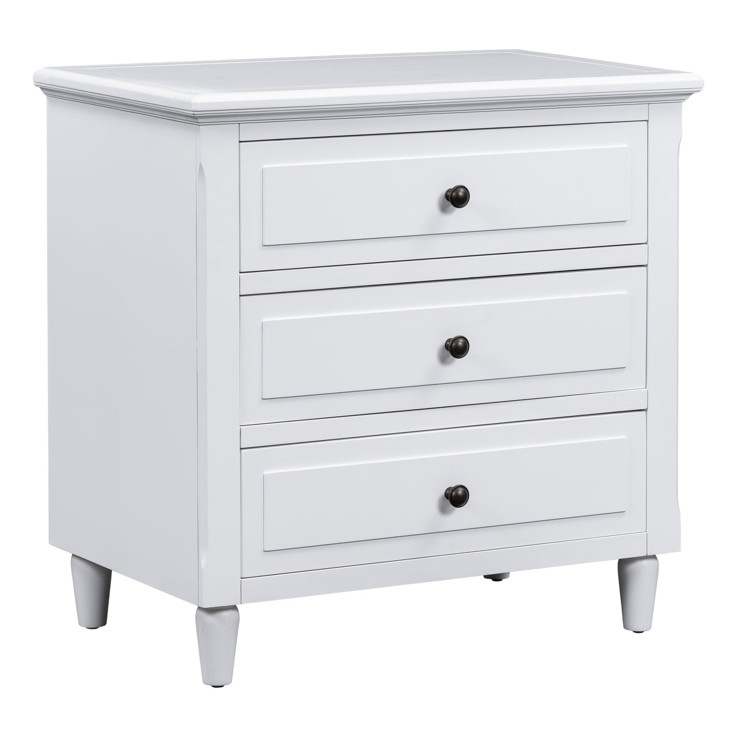 U-STYLE 28 Painted Nightstand With 3 Drawers And Smooth Gliding Rails  Simple Bedside Cabinet With Metal Handle  Minimalist Sofa Side Table With Rubber Legs For Bedroom Sofa Couch Office