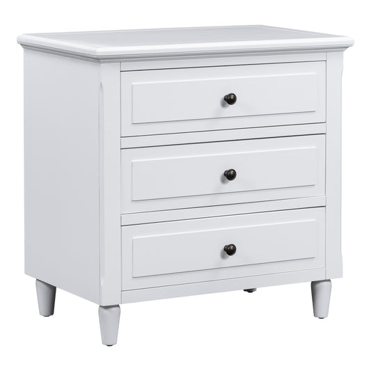 U-STYLE 28 Painted Nightstand With 3 Drawers And Smooth Gliding Rails  Simple Bedside Cabinet With Metal Handle  Minimalist Sofa Side Table With Rubber Legs For Bedroom Sofa Couch Office