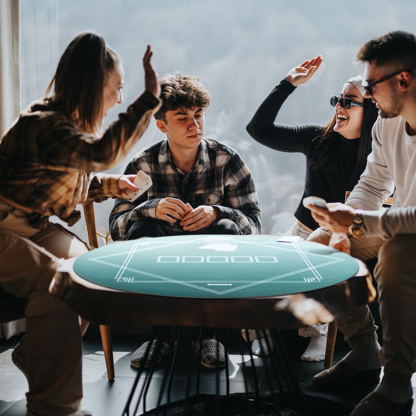 Poker Mat Texas Hold'em Poker Table Top With Non-Slip Bottom Dark Green