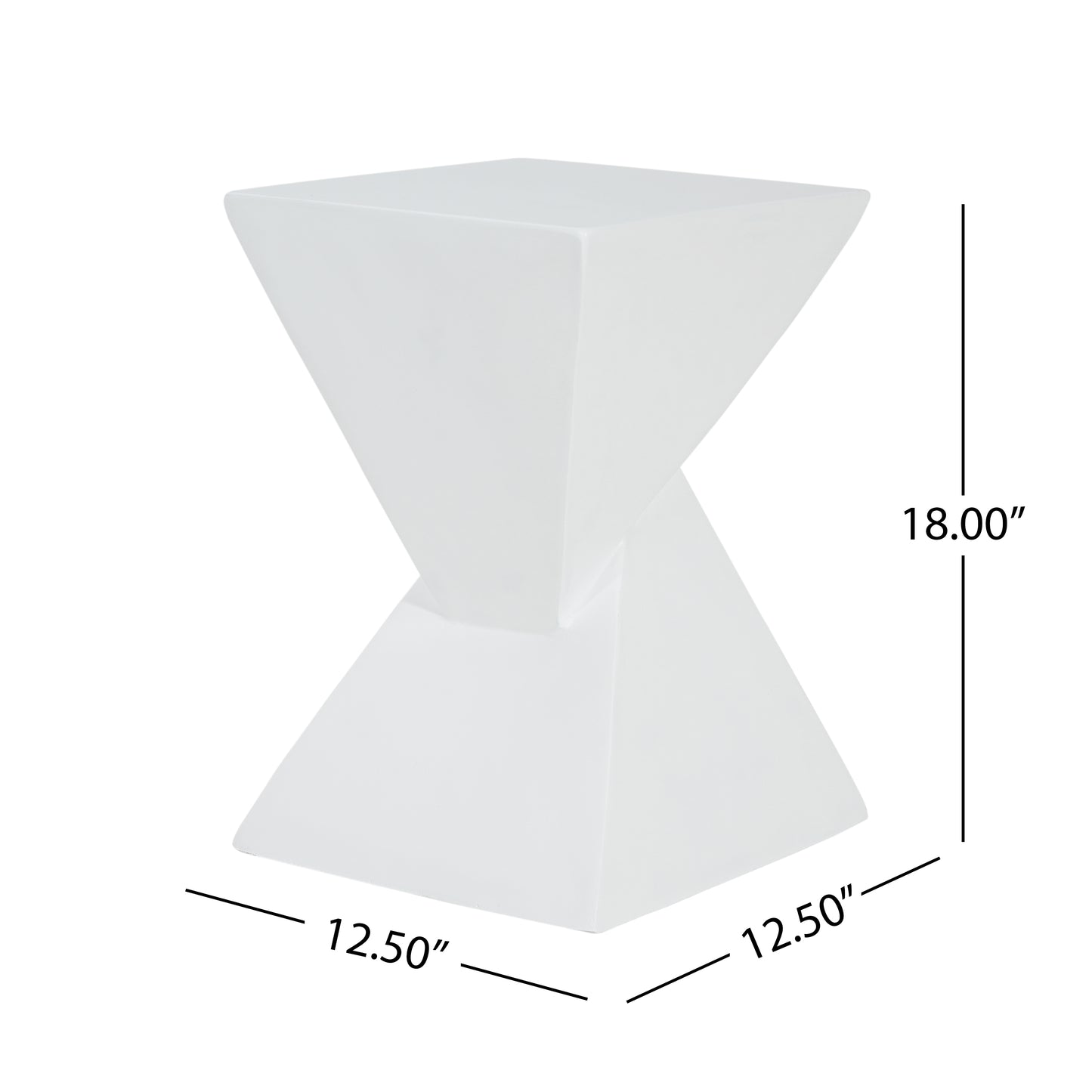All Weather MGO X Design Side Table - Stylish White Indoor Outdoor Table For Home, Garden, Balcony, 18 Inches Height, 12.5 Inches Square Base