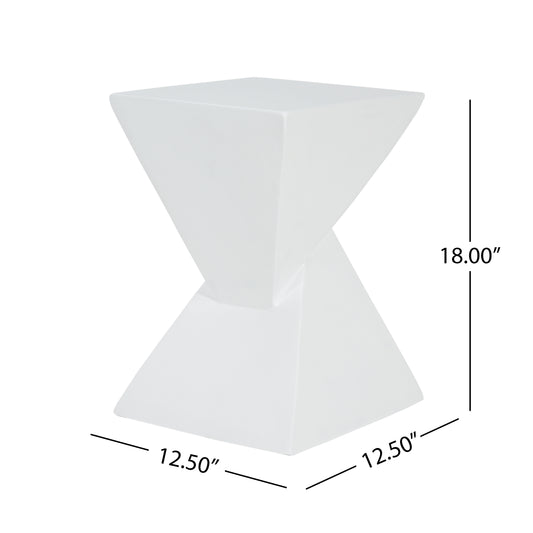 All Weather MGO X Design Side Table - Stylish White Indoor Outdoor Table For Home, Garden, Balcony, 18 Inches Height, 12.5 Inches Square Base