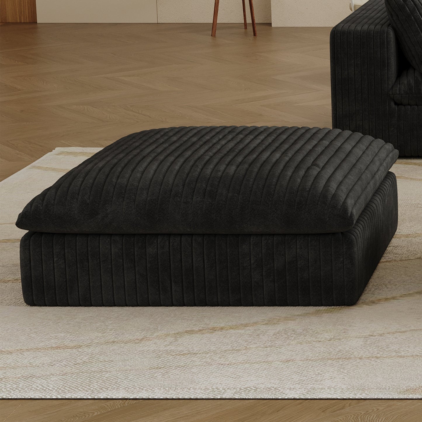 Cloud Sofa,Corduroy Fabric,Deep Seat Couches,Double-layer Design,Removable Cushion,No Assembly, DIY Combination For Living Room, Bedroom,Conference Room ,Apartment,Black