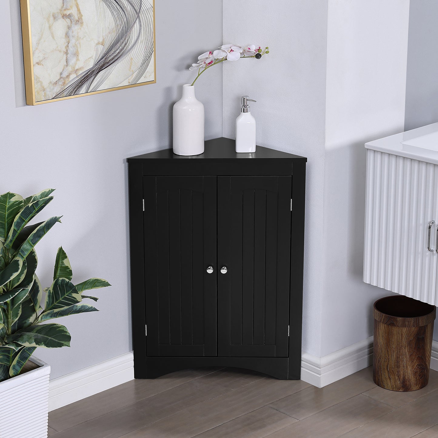 Sideboard Cabinet,corner Cabinet,Bathroom Floor Corner Cabinet With Doors And Shelves, Kitchen, Living Room,Free Standing Storage Cabinet For Bathroom