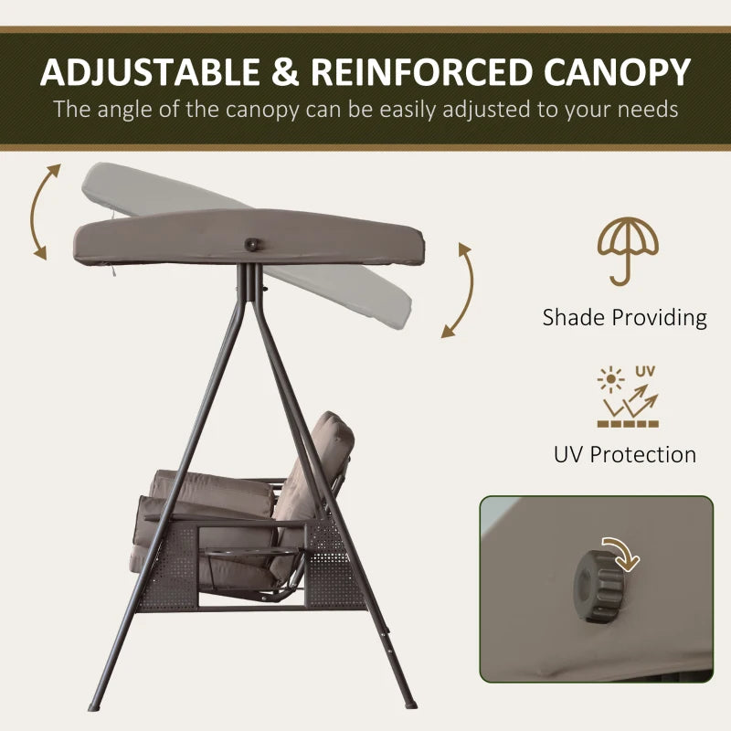 3-Seat Patio Swing Chair, Outdoor Porch Swing Glider With Adjustable Canopy, Removable Cushion, Multiple Packages Shipped. Please Pay Attention To The Dimensions And Weight In The Details.