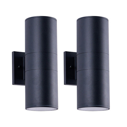 12 Inch Modern Outdoor Porch Light Patio Light In 2 Lights With Aluminum Cylinder And Tempered Glass Cover Waterproof Wall Sconce 2 Pack  Matte Black No Bulbs