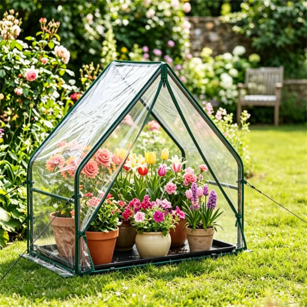 36' X 20' X 34' Ortable Mini Greenhouse With PE Bottom Mat, Waterproof Clear PVC Plant Grow Tent With Metal Frame, Wind Resistant Outdoor Green House For Garden Balcony