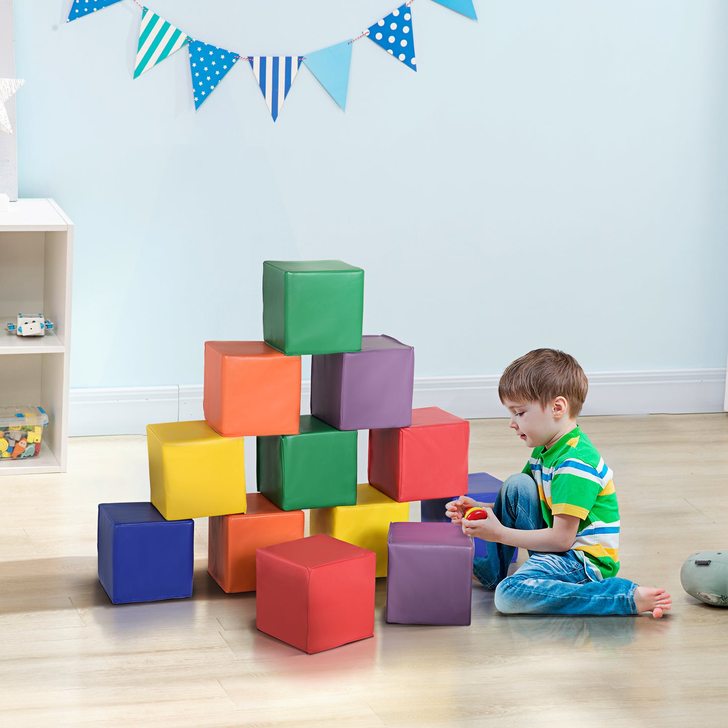 12 Piece Soft Play Blocks Soft Foam Toy For Toddler, Multi-Color