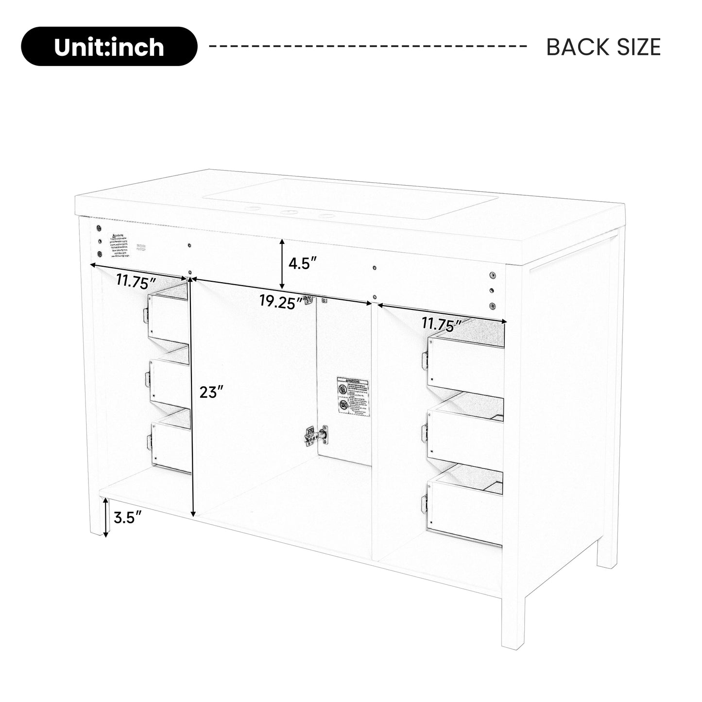Video 48  Bathroom Vanity With Sink, 2 Doors And 8 Drawers, Soft Close System, Classic Design, White