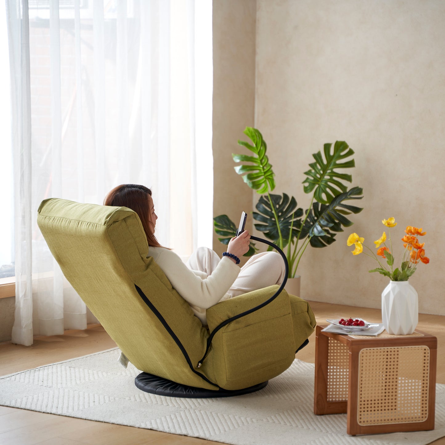 Adjustable Head And Waist, Game Chair, Lounge Chair In The Living Room, 360 Degree Rotatable Sofa Chair,Rotatable Seat Leisure Chair Deck Chair
