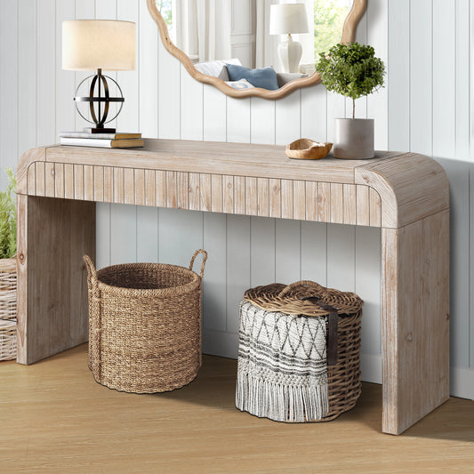 59 Vintage Crafted Entryway Table,Two Hidden Handle Drawers,Farmhouse Console Table ,Easy Assembly,for Entrance & Dinning Room & Living Room & Hallway Natural Wood Washed