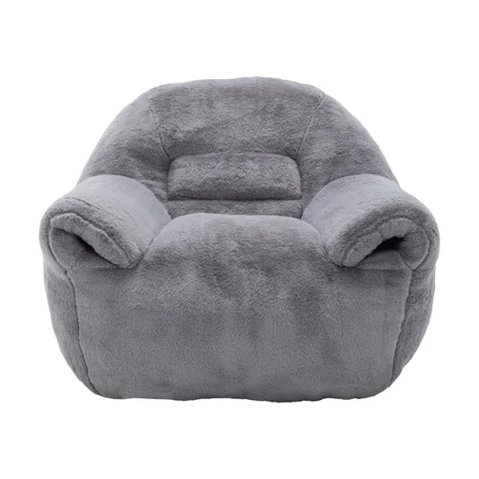 Bean Bag Chair, Comfy Bean Bag Sofa With Back Support, Faux Fur Bean Bag Chair For Adults And Kids, Stuffed Floor Sofa For Living Room, Bedroom, Apartment, Grey