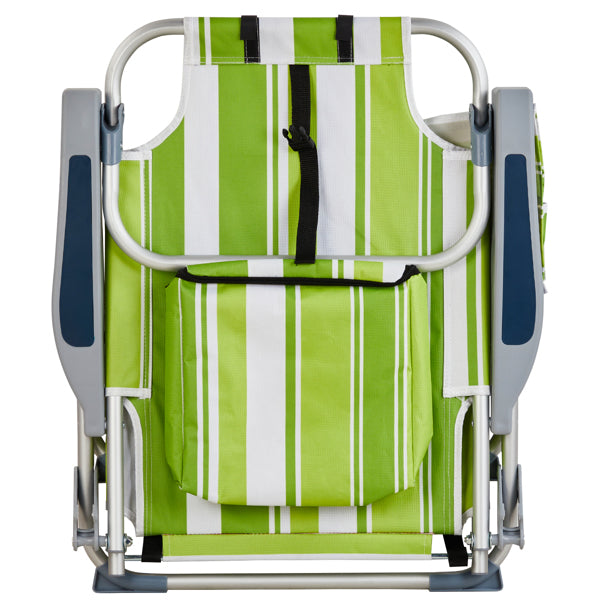 63x65x82cm Short Oxford Cloth Silver White Aluminum Tube Bearing Beach Chair Green Stripes