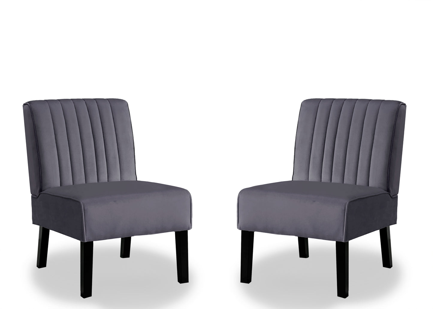 Reese Mid Century Modern Accent Chairs Set Of 2 With Minimalist Design, Elegant Velvet Upholstery And Solid Wood Legs, Ideal For Living Room Or Bedroom, Grey
