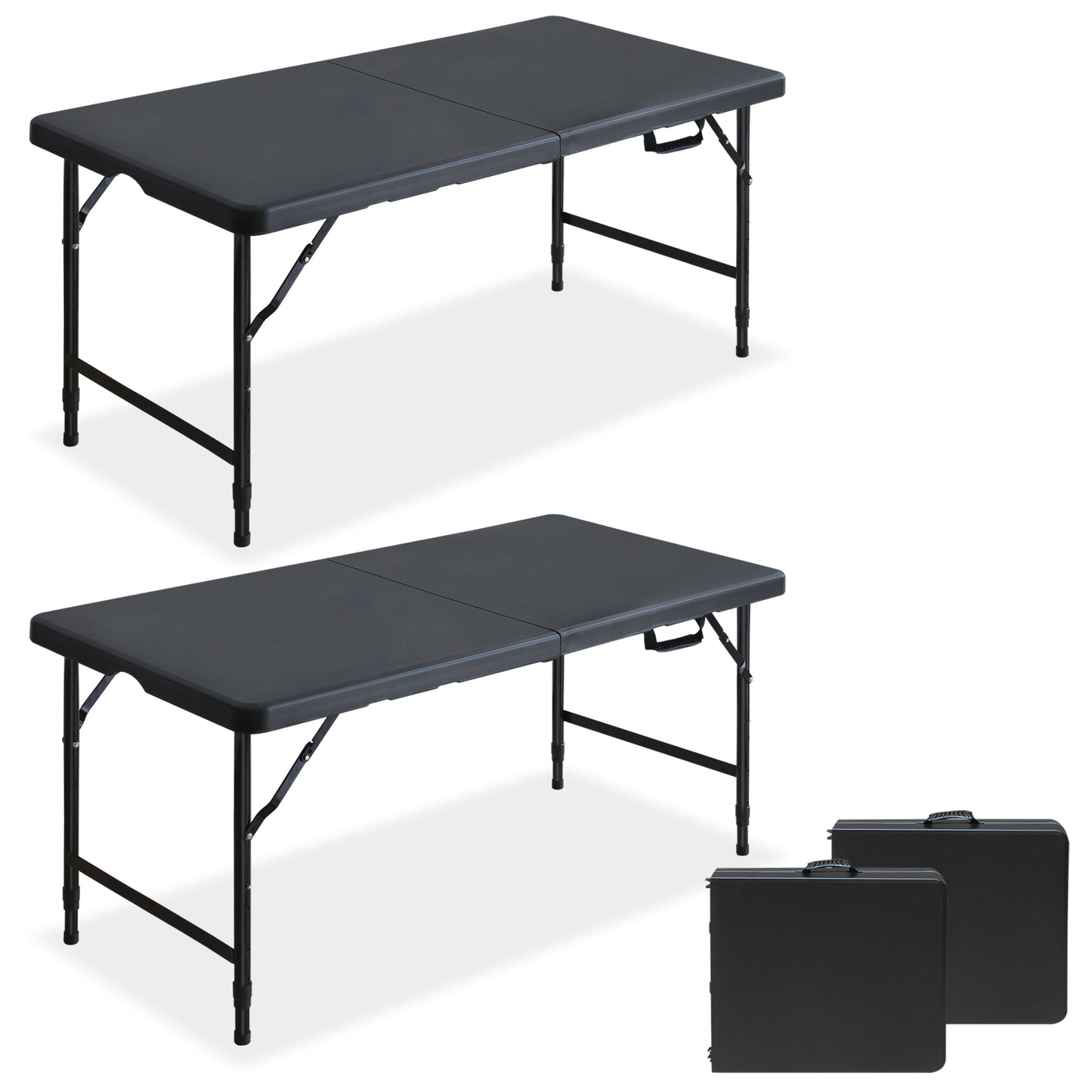 4ft Black Multi-functional Outdoor Folding Leisure Picnic Game Party Table  2-Pack Boxed