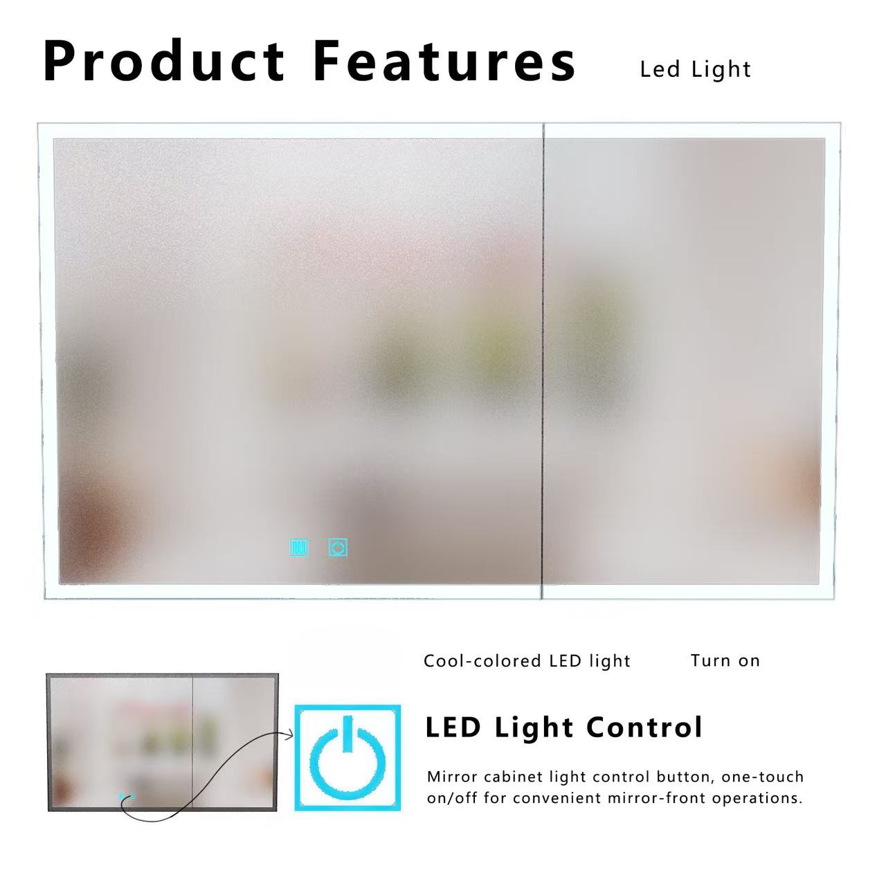 LED Bathroom Medicine Cabinet With Single-color White Light,Anti-fogging ,Easy To Install Aluminum Cabinet. 39.37x23.62 Two Door