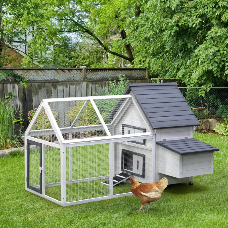 Chicken Coop Wooden Chicken House Rabbit Hutch Poultry Cage Hen Pen  With Nesting Box, Ramp, Run