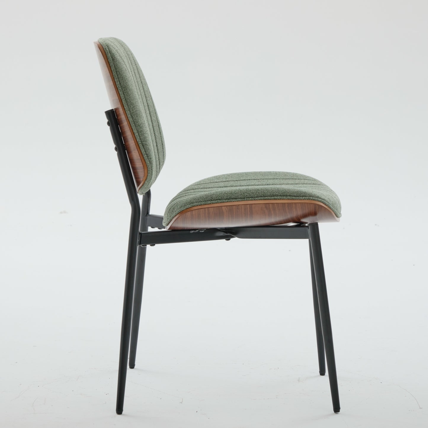 Dining Chairs Set Of 2 Mid Century Modern Retro Linen Chair With Walnut Bentwood Back Upholstered Seat Metal Legs Adjustable Foot For Kitchen Dining Room Chairs Olive Green Linen