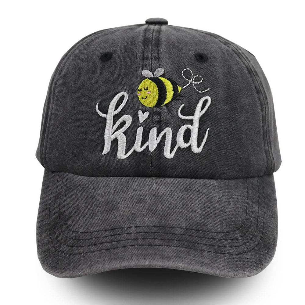2pcs Bee Kind Embroidered Baseball Cap - Washed Cotton Low-Profile Hat For Women Men