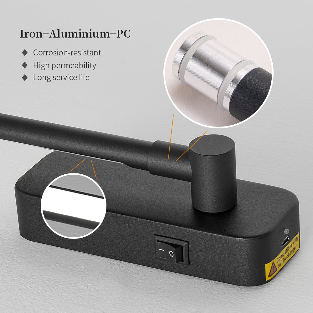 Rechargeable Wall Lights With Remote Control - LED Picture Lights For Bedroom - Wireless Magnetic Clip- On Art Light Fixtures - 3CCT-Dimmable In Black