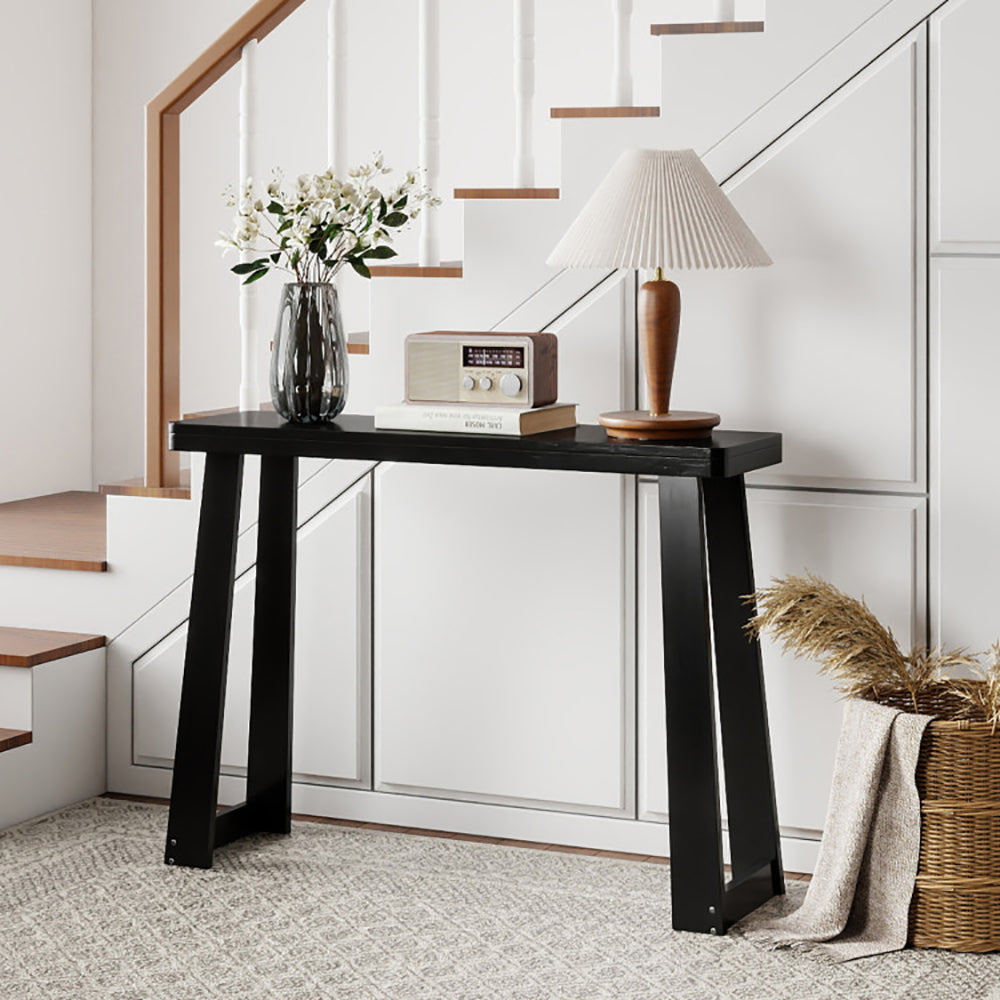 Solid Rubber Wood Console Table 43 Inch Narrow Entryway Table With Thick Table Top And Stable Base For Entryway, Hallway, Living Room And Bedroom