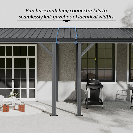 Gazebo Connector Kit - For 8ft Width Wall Mounted Gazebos, Durable Steel Expansion Linker, Rustproof & Easy Assembly For 8  X8   And 8  X10   Lean To Gazebos
