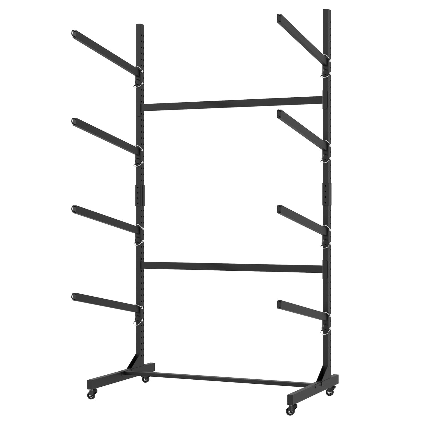 80in H Freestanding Kayak Storage Rack - Holds 4 Kayaks, Heavy-Duty Adjustable Stand With Lockable Wheels For Kayak, Canoe, SUP & Surfboard, 45.87 Wx28.94 Dx80 H
