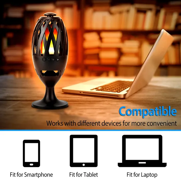 LED Flame Speakers Torch Wireless Speaker Waterproof Stereo Bass Speaker Outdoor Light-Up Speaker Atmosphere LED Flickers Night Light Patio Stake Lights Lantern For Party Camping