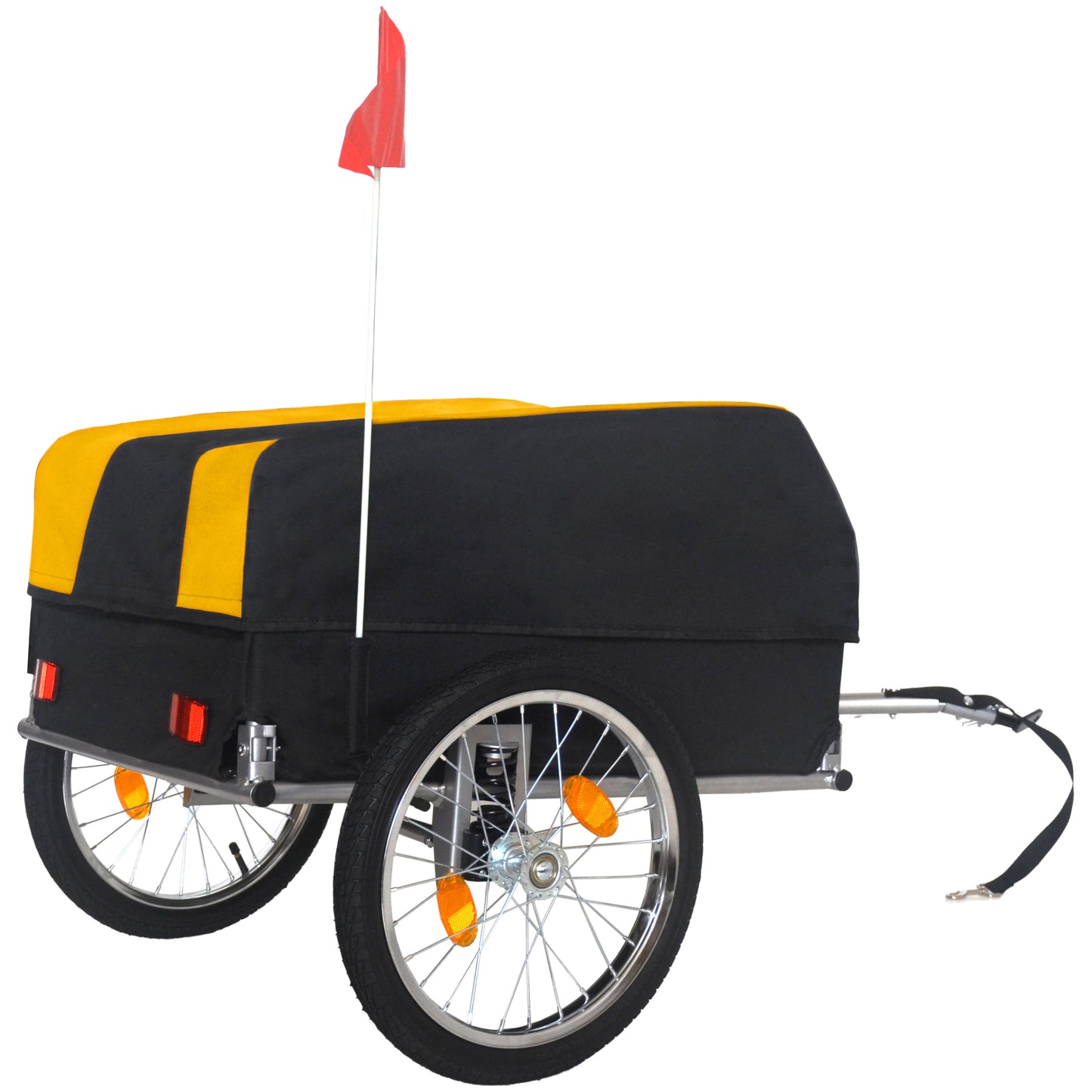 Heavy- Duty Bike Cargo Trailer With Removable Waterproof Cover- 8 Lbs Capacity  16  All- Terrain Wheels & Foldable Design For Camping  Groceries  Yellow Black