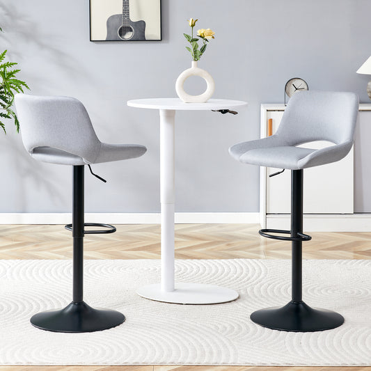 Modern Swivel Adjustable Bar Stools Set - 2 Pack, Light Gray Linen Fabric, Holds Up To 250 Lbs, Suitable For Home Bars And Kitchen Islands.