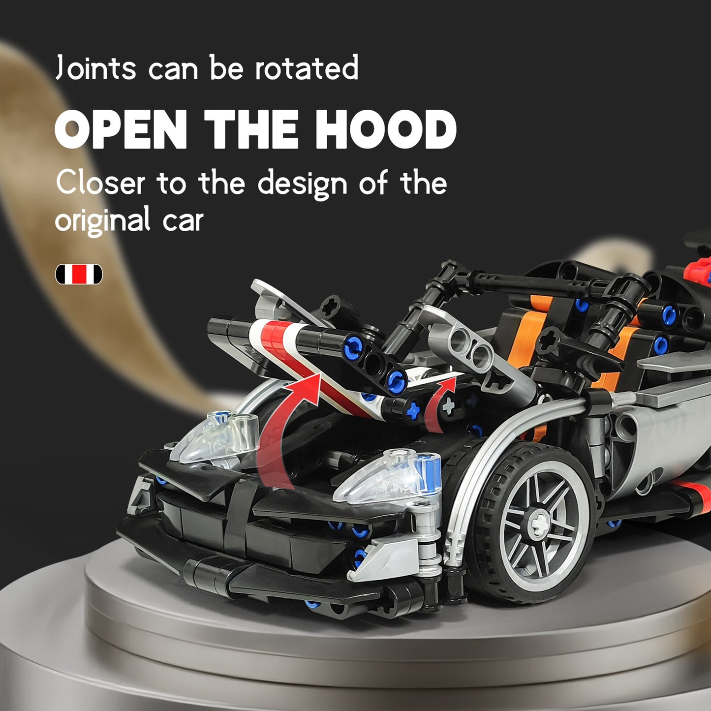 Sports Car Building Block Set Funny DIY Cool Vehicle Model Toy With Light Openable Door For Over 6 Years