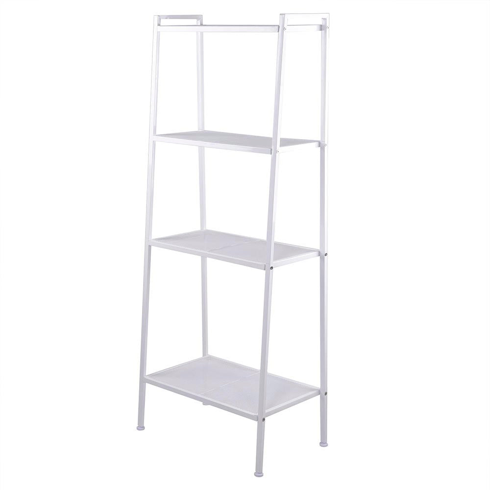 Widen 4 -Tiers Bookshelf,Bamboo White Bookshelf, 4-Tier Ladder Shelf, 57.87Inch Freestanding Open Bookcase Book Shelf Bathroom Storage Shelf Unit Plant Stand For Small Space, Bedroom,Ivory White