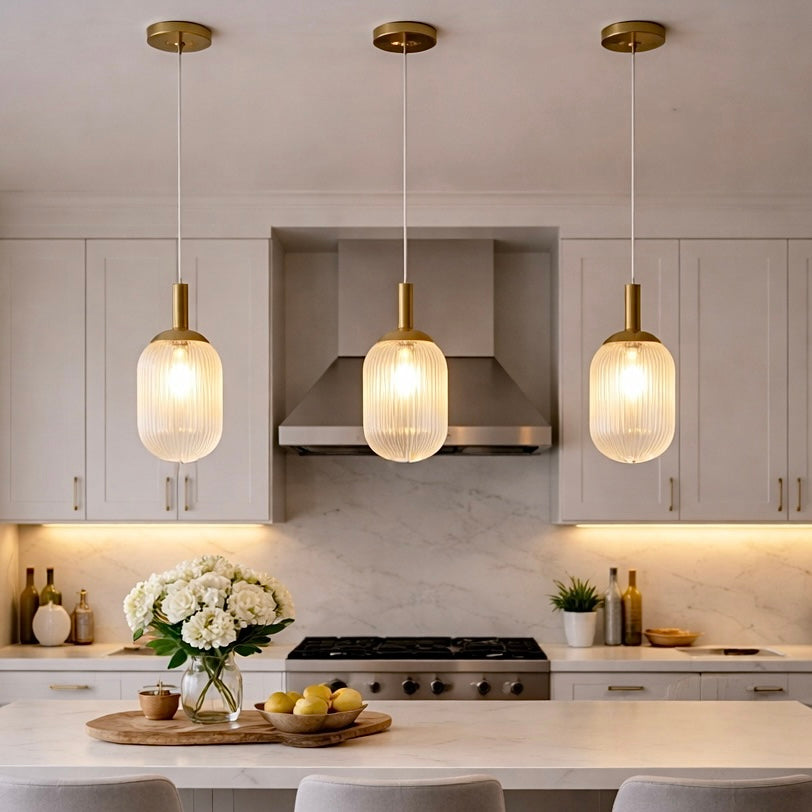 Modern Style Pendant Lamp - Bronze And Clear 110-120V Bedside Lamp Bedroom Living Room Ceiling Light