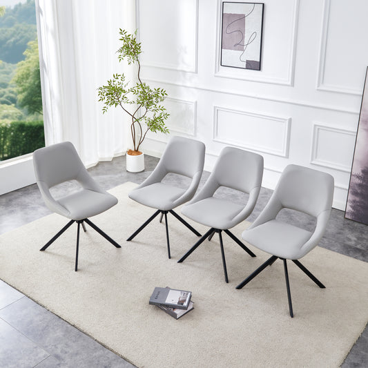 Dining Chairs Set Of 4, Comfortable Swivel Dining Room Chair, Metal Kitchen Chairs With GoldMesh Scratch-Resistant Leather And High Back  Light Gray, Set Of 4