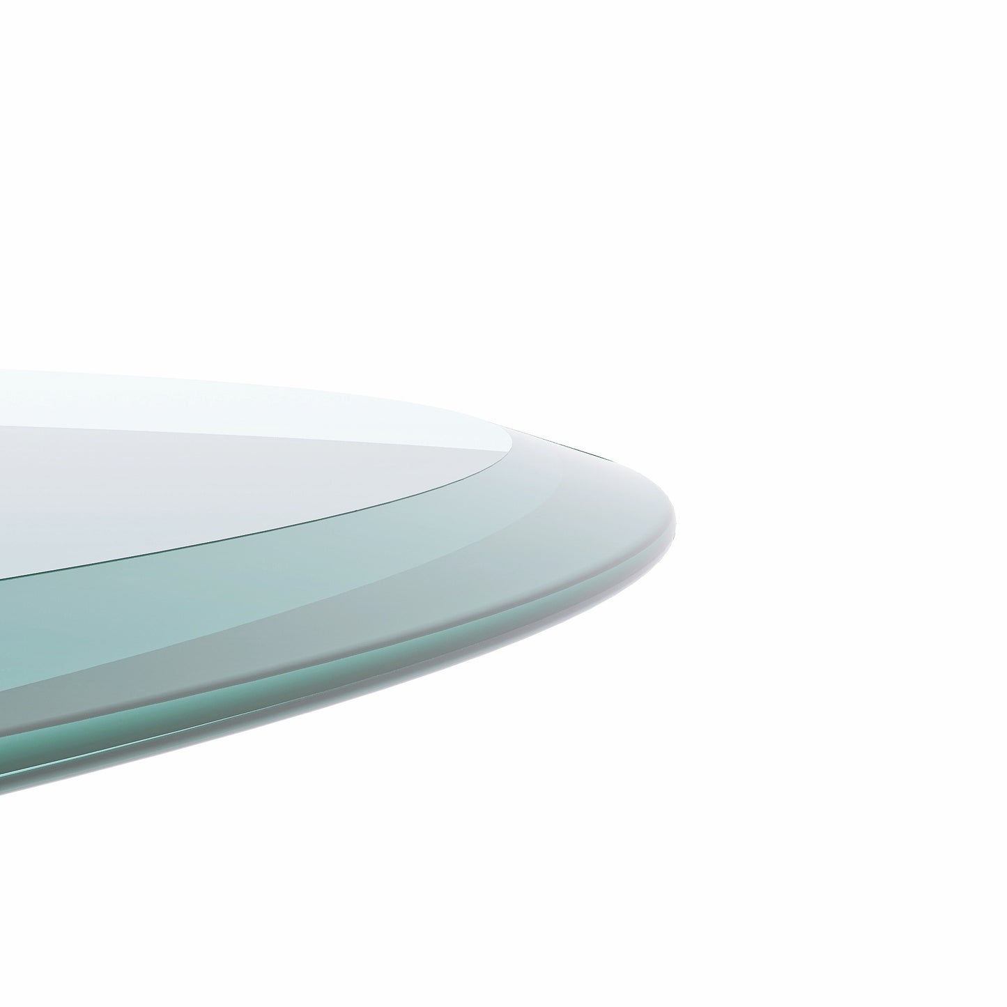 28  Inch Round Tempered Glass Table Top Clear Glass 2 5 Inch Thick Beveled Polished Edge