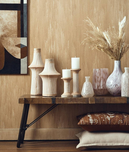 Brown EcoMix Pillar Tall Candle Holder -Sustainable Candle Stand For Elegant Lighting-4X4X10