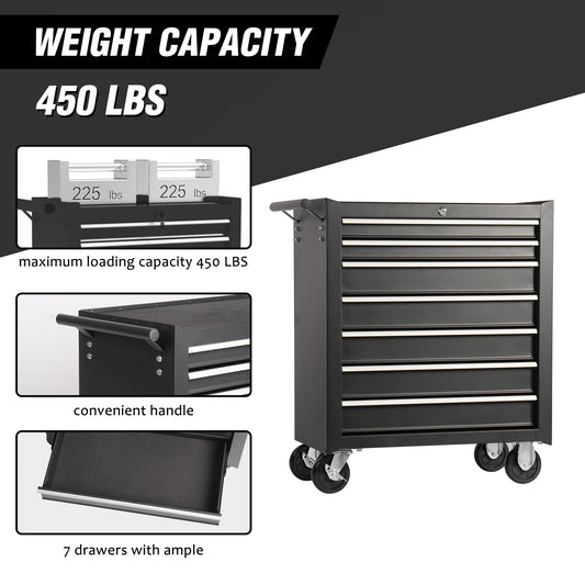 Rolling Tool Chest With 7-Drawer Tool Box With Wheels Multifunctional Tool Cart Mechanic Tool Storage Cabinet For Garage, Warehouse, Workshop, Repair Shop