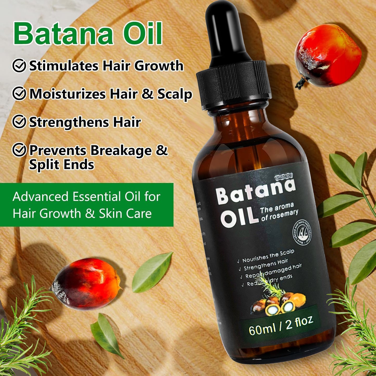 Only Supports Self Pickup With Waybill Amococo Batana Oil With Rosemary Cold Pressed Natural Hair Growth Oil, Nourishes Scalp, Repairs Damaged Hair, Reduces Split Ends, Boosts Hair Thickness &