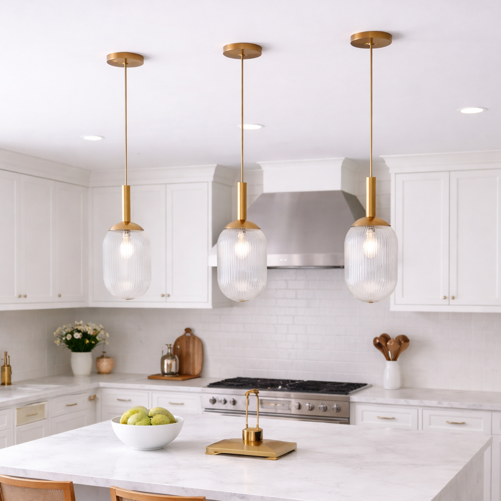 Modern Style Pendant Lamp - Bronze And Clear 110-120V Bedside Lamp Bedroom Living Room Ceiling Light