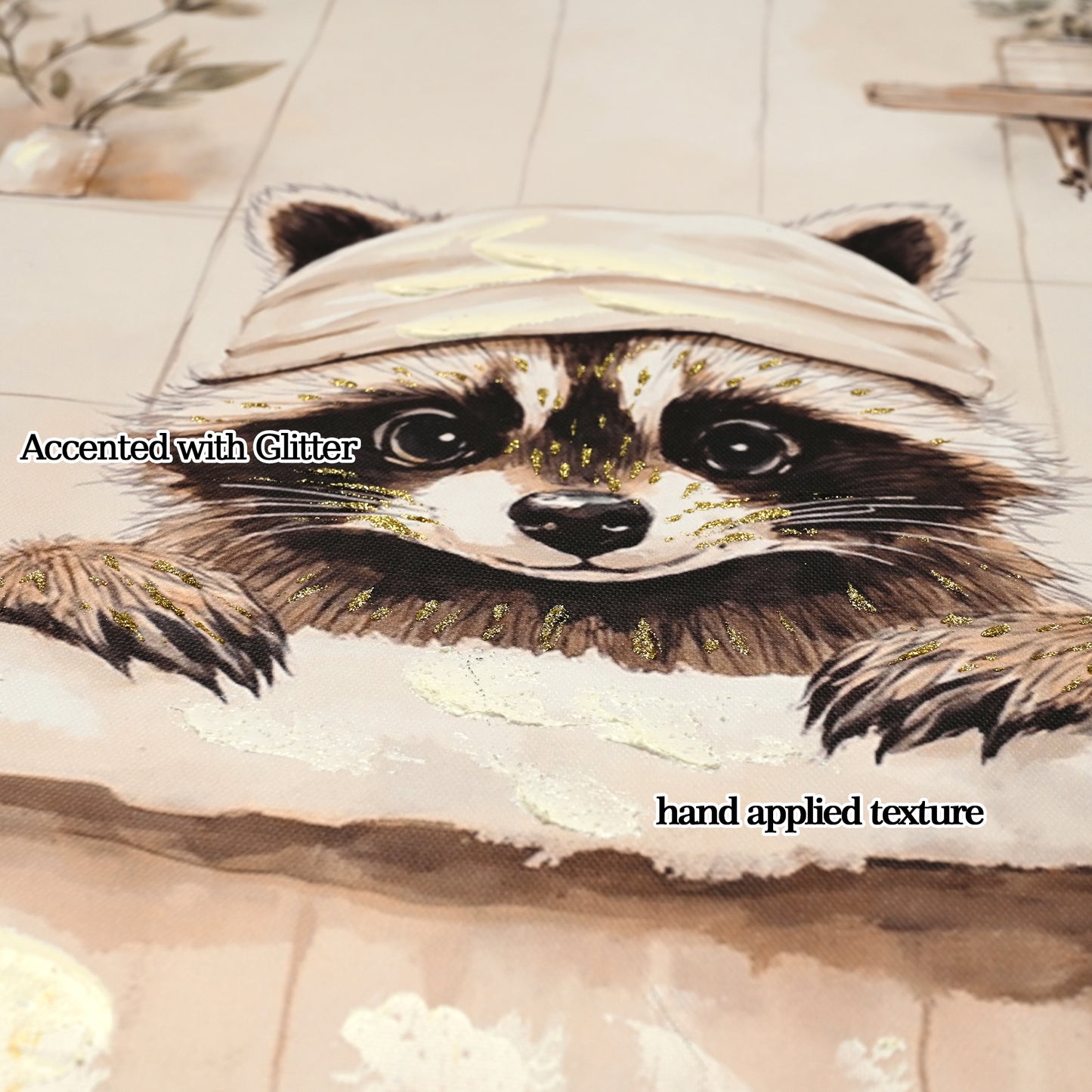 Raccoon Bathroom Canvas Wall Art Raccoon In Bathtub Painting Funny Animal Bathroom Wall Art Black And White Animal Bathtub Pictures For Bath Restroom Wall Decor Framed 24x24 Inch