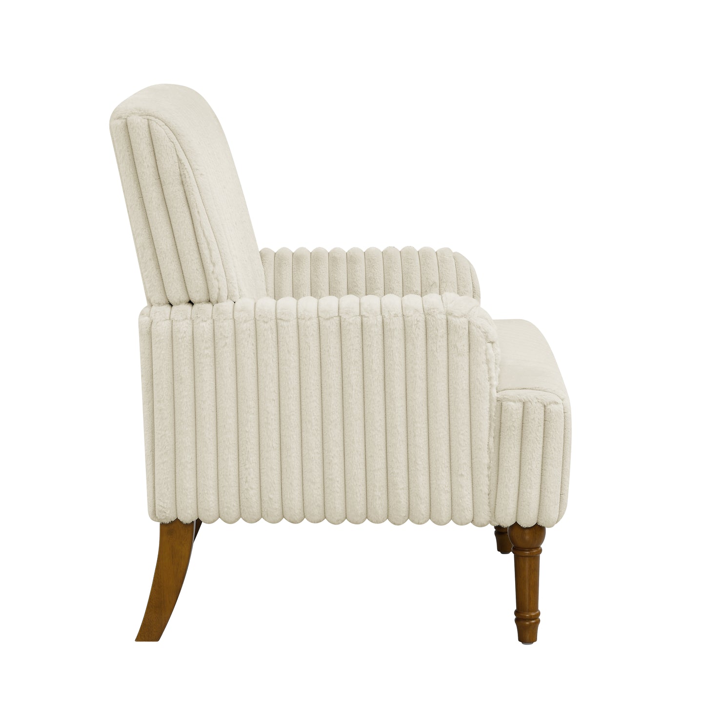 Modern Accent Chair With 2 Wide Wale Corduroy, 9 Solid Wood Legs, Comfortable Upholstered Armchair In Beige For Living Room