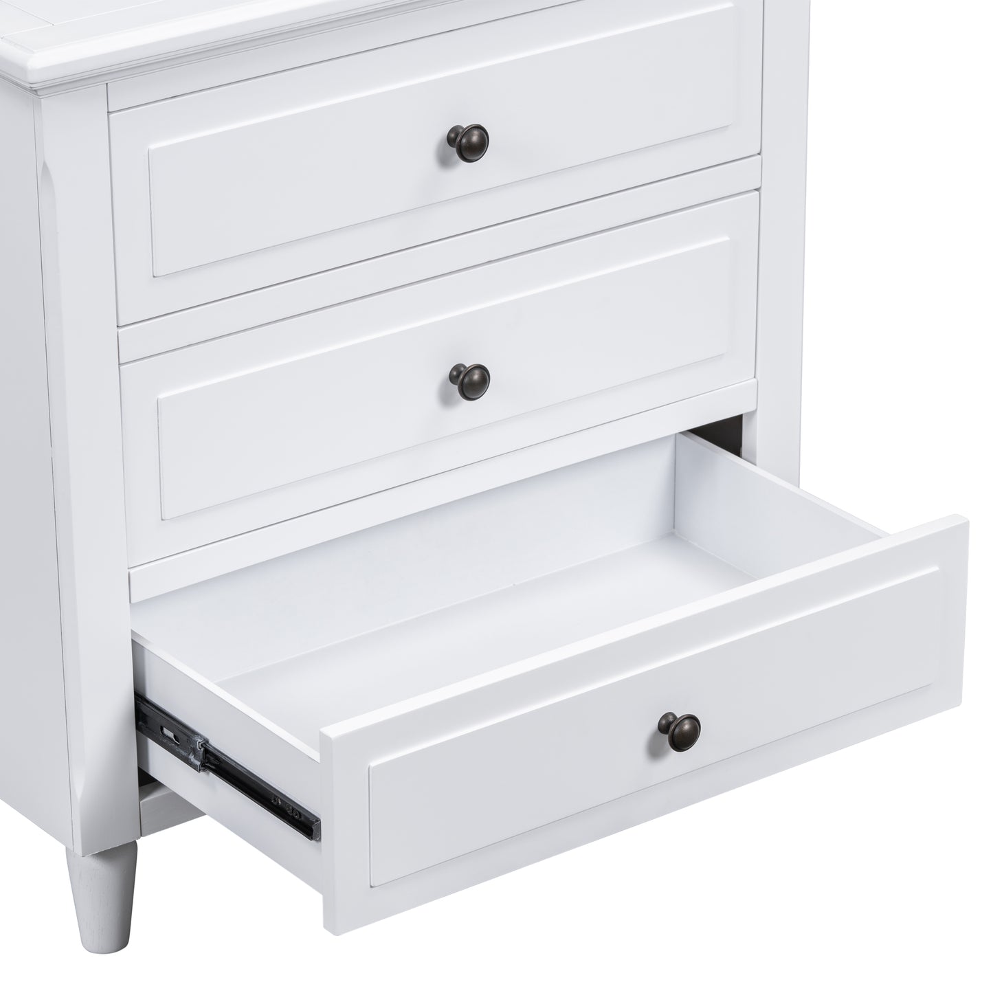U-STYLE 28 Painted Nightstand With 3 Drawers And Smooth Gliding Rails  Simple Bedside Cabinet With Metal Handle  Minimalist Sofa Side Table With Rubber Legs For Bedroom Sofa Couch Office