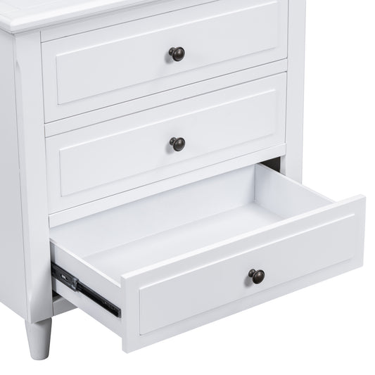 U-STYLE 28 Painted Nightstand With 3 Drawers And Smooth Gliding Rails  Simple Bedside Cabinet With Metal Handle  Minimalist Sofa Side Table With Rubber Legs For Bedroom Sofa Couch Office