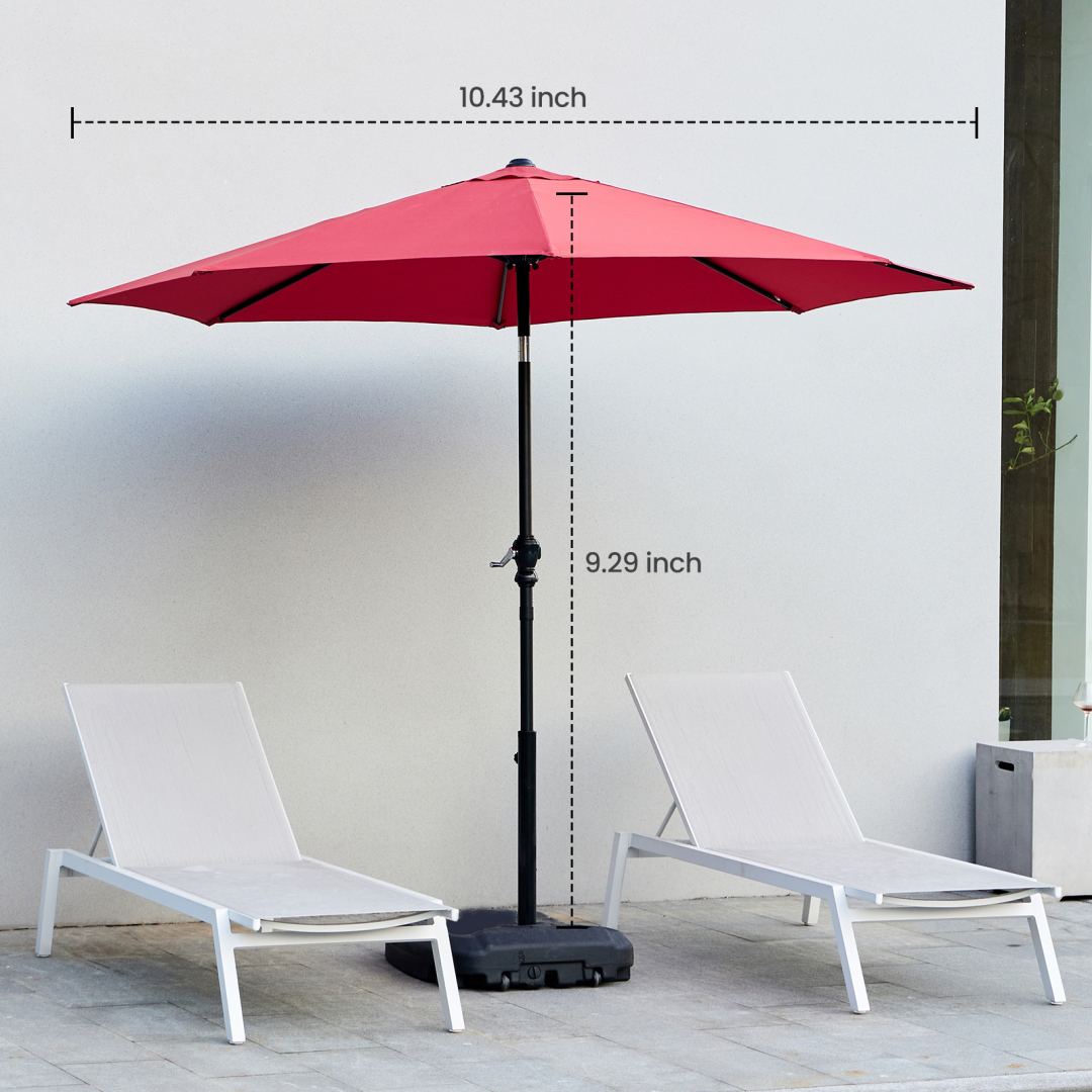 Outdoor Patio Umbrella With Push Button Tilt And Crank, Market Umbrella 8 Sturdy Ribs UV Protection Waterproof For Garden, Backyard, Red