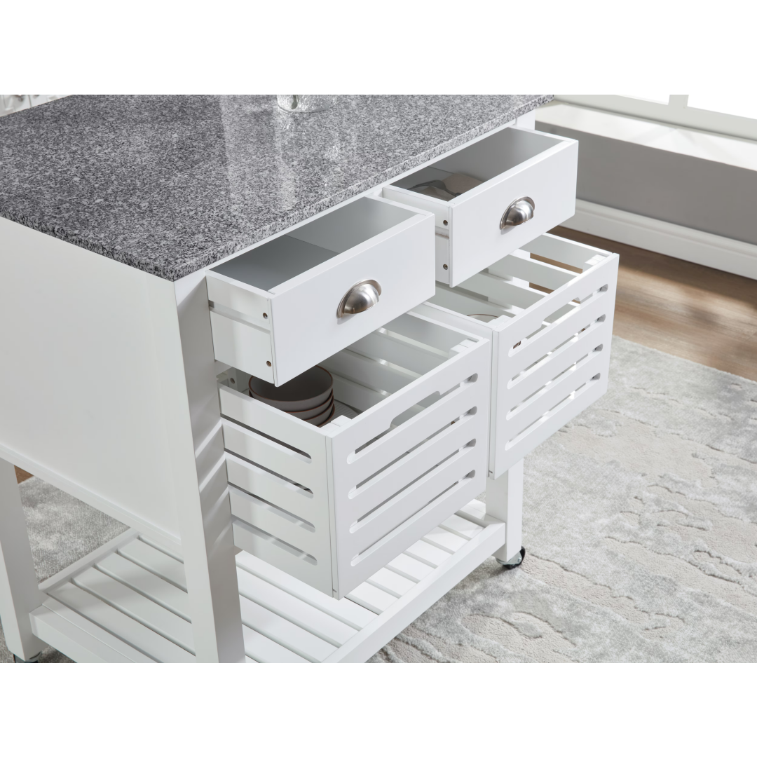 Mobile Rolling Kitchen Island Trolley Serving Cart With Underneath Drawer & Slide-Out Wire Storage Basket