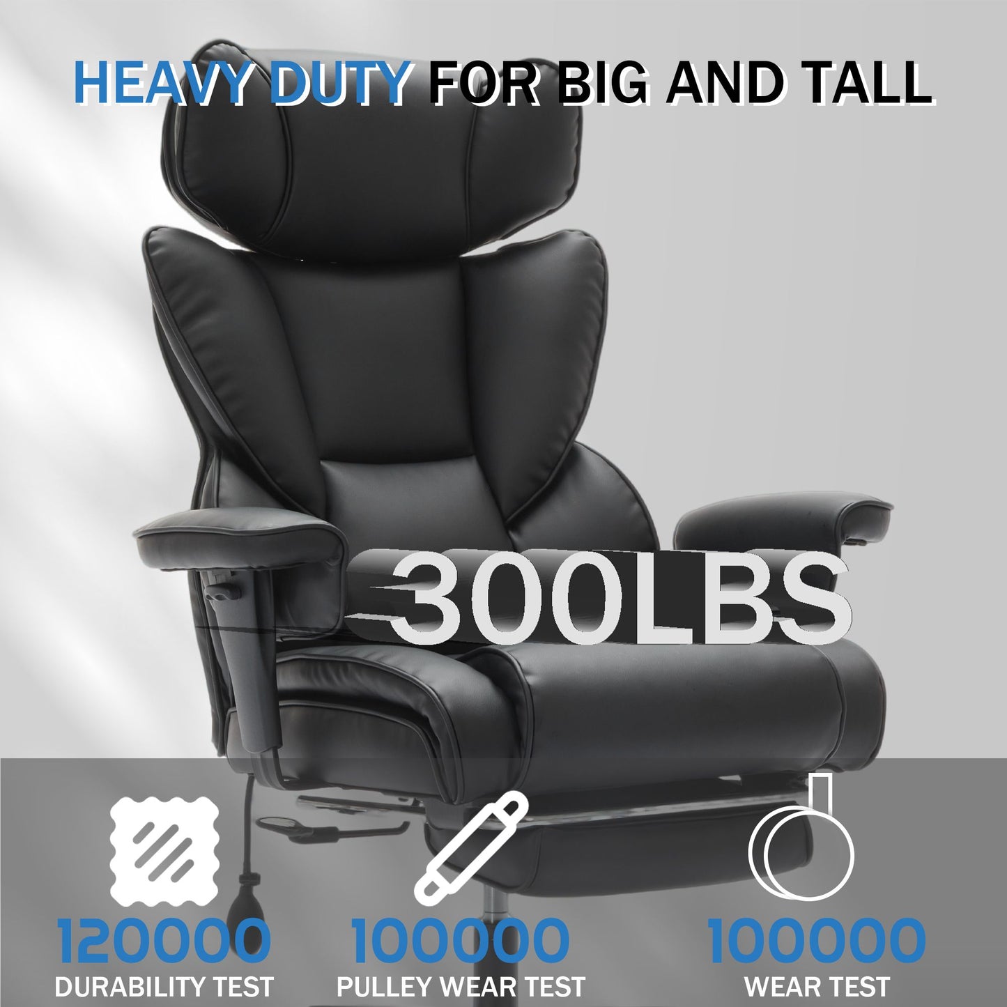 Office Chair With Foot Rest And Waist Lumber Support, Ergonomic Gaming Chair With Adjustable Height Headrest, High-Back Leather Reclining Chair For Home, Black