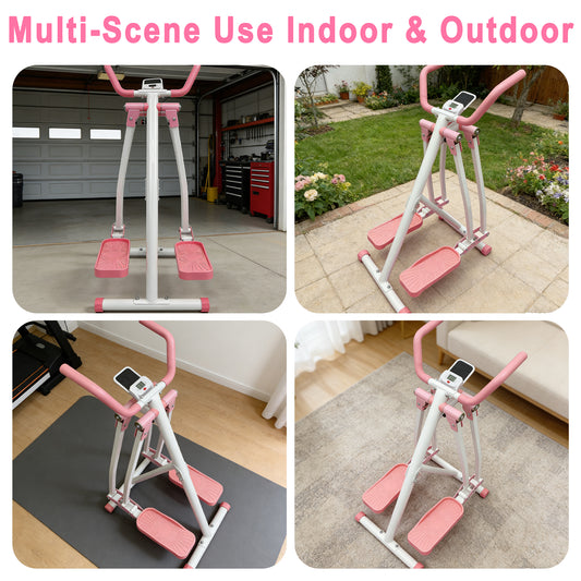 Air Walk Elliptical Machine - Foldable Cardio Cross Trainer Glider For Full-Body Low-Impact Exercise With LCD Display Ideal For Home Gym