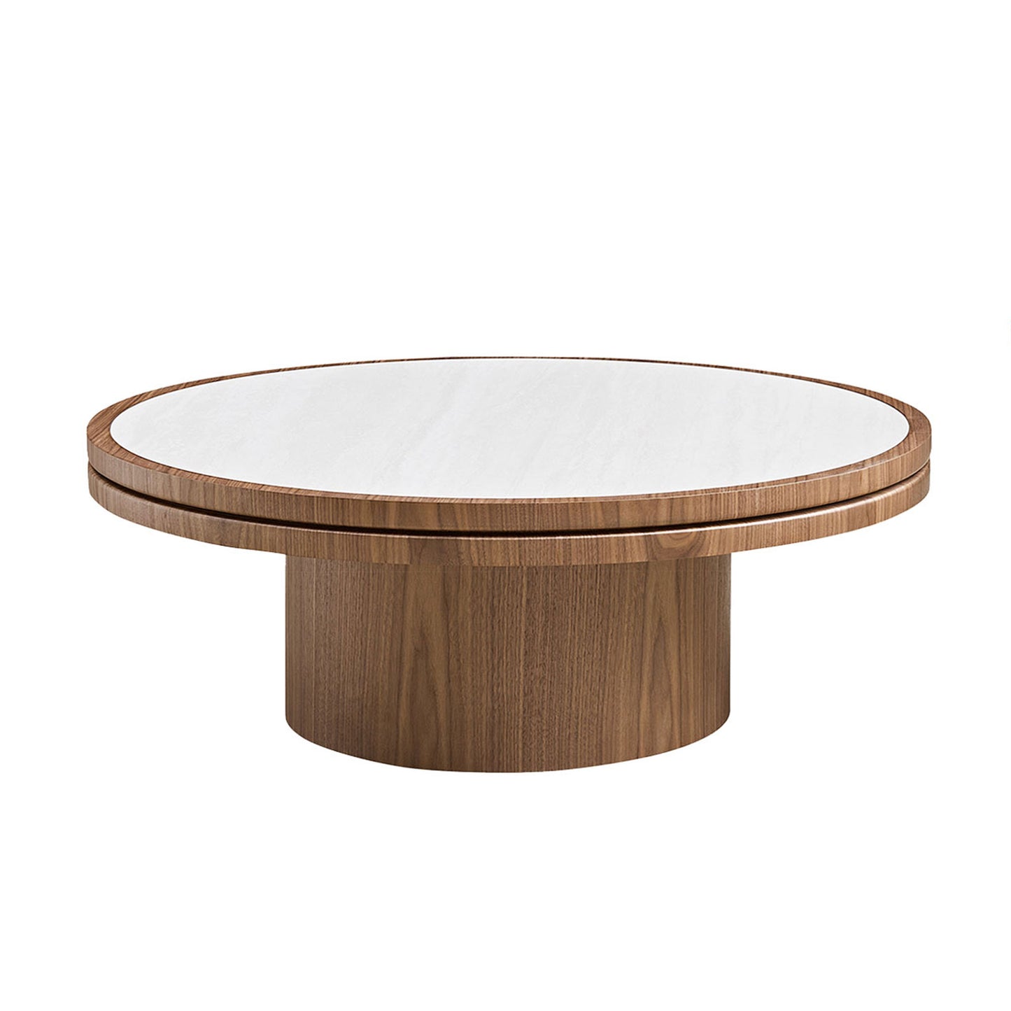 35.43 Inch Coffee Table Sintered Stone Tabletop With Sturdy MDF Pedestal For Living Room Apartment Bedroom, Reception Room WALNUT Easy Assembly